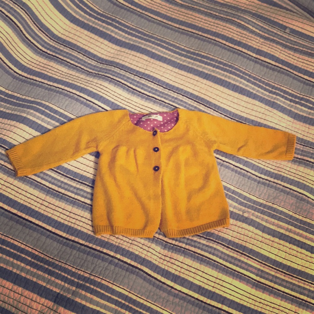 Mustard yellow Baby Boden cardigan size 6-12